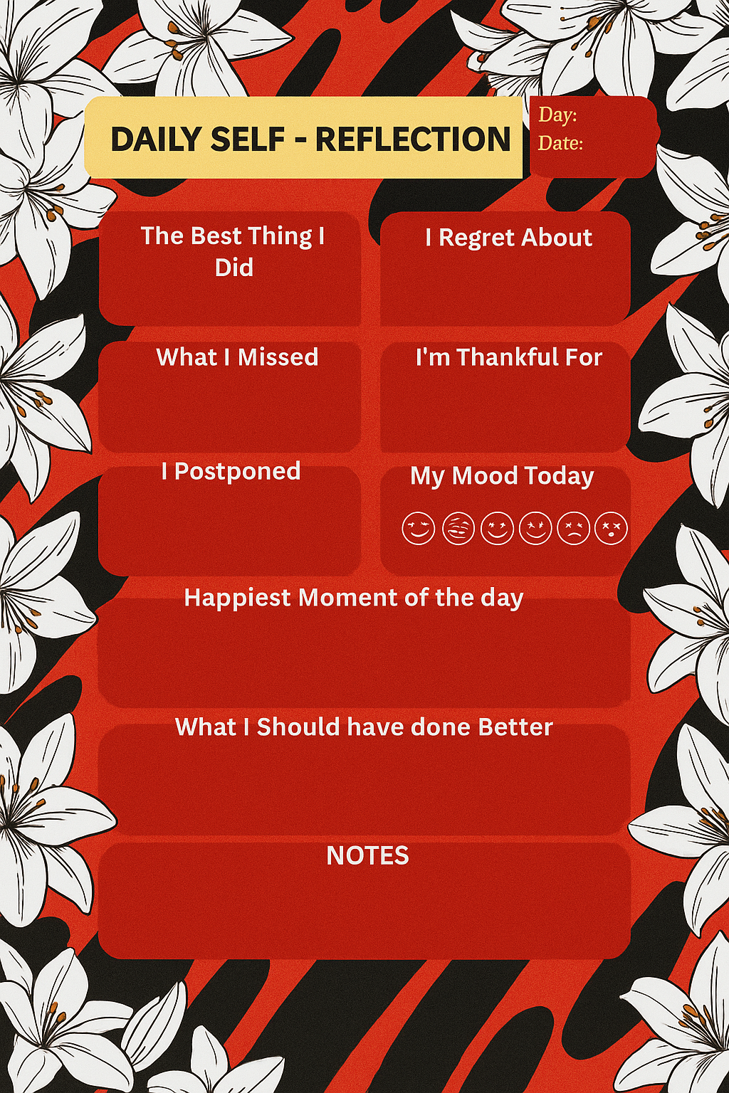 Daily Self-Reflection Journal Page