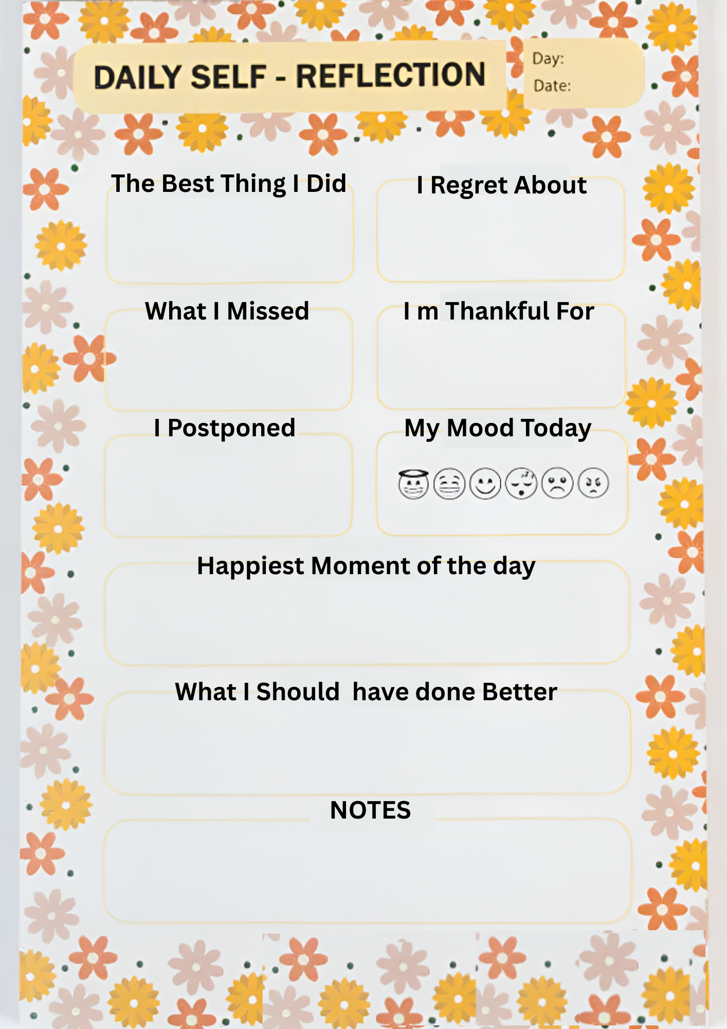 Daily Self-Reflection Journal Page