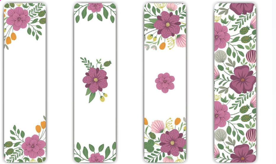 FLOWERS BOOKMARKS SET OF 5  