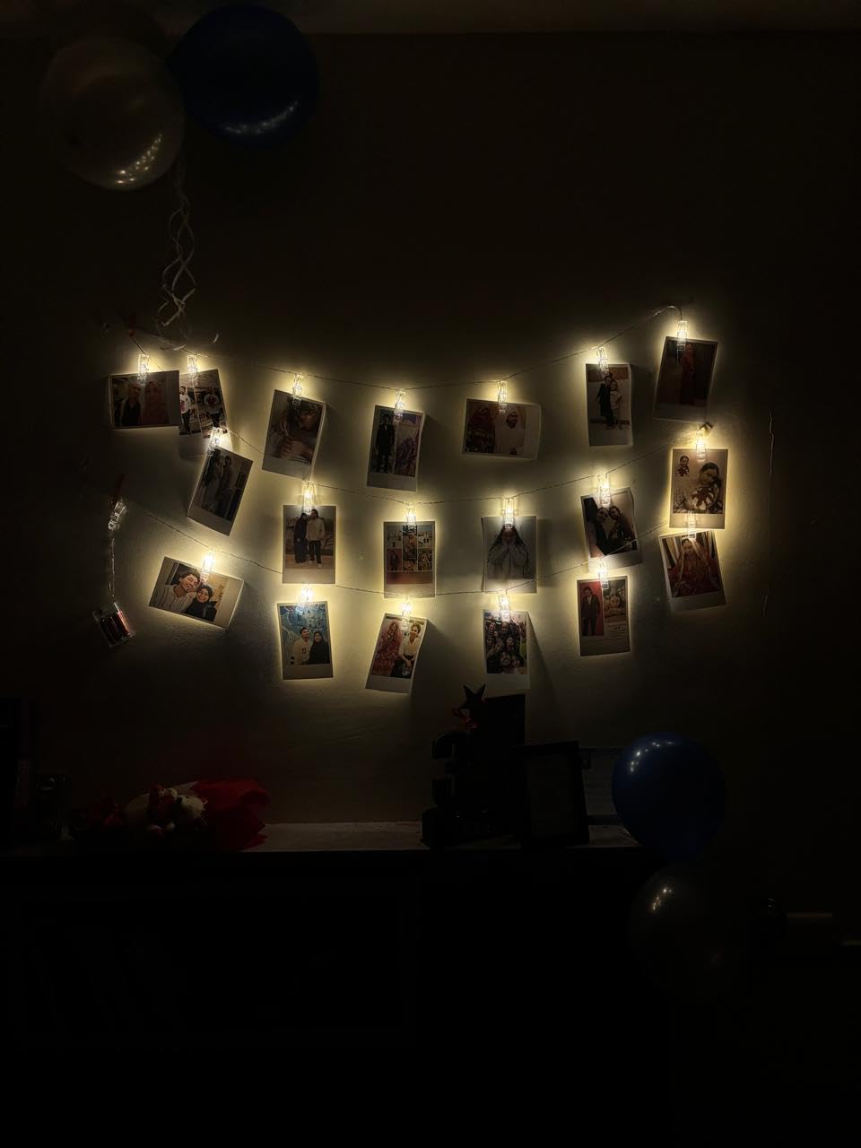 Custom Polaroids (20 in number) along with Led Light Clips for Photo Hanging Home Decoration Diwali Party Christmas Festivals (Clip-20)