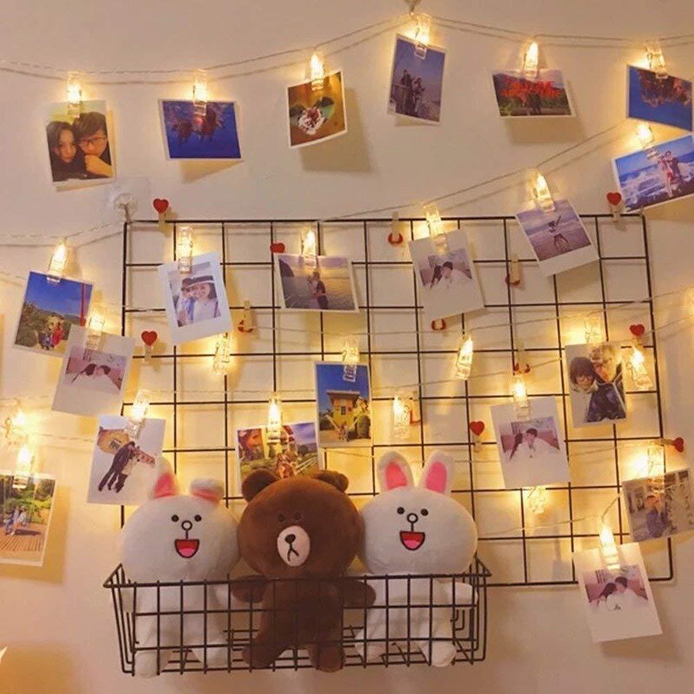 Custom Polaroids (20 in number) along with Led Light Clips for Photo Hanging Home Decoration Diwali Party Christmas Festivals (Clip-20)