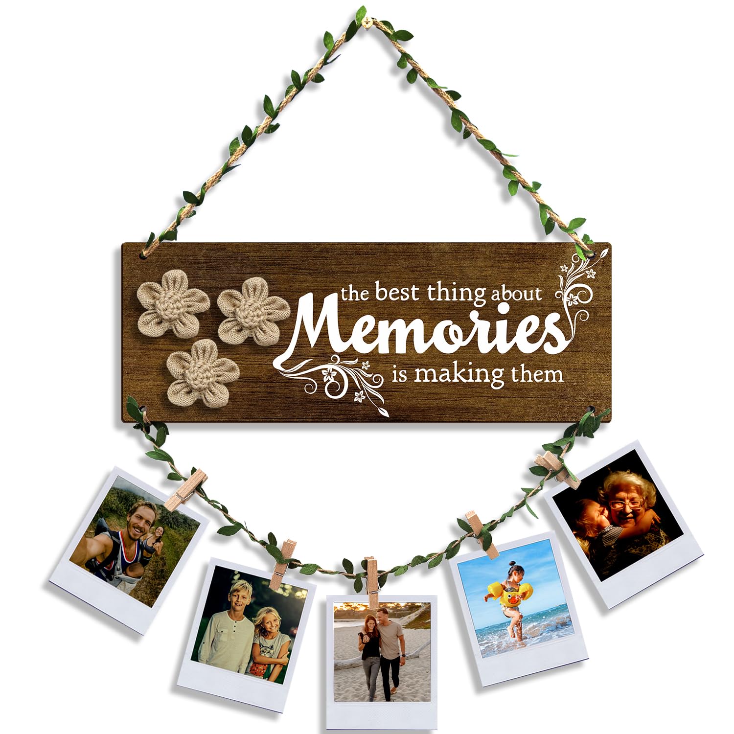 Artworks Photo Frames For Wall Decoration | Wall Decoration Items for Living Room |Memories Wall Hanging | Unique Home Decor Items | Photo Hanging Clips And Rope | Room Decor Items |