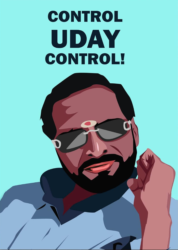 Control Uday Control Meme- Poster in Frame A4 Size 