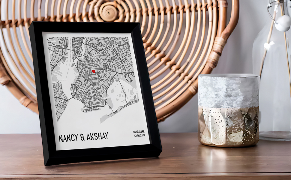 Map Our Love Frame for Couple A4 SIZE with options of your preferred Frame design