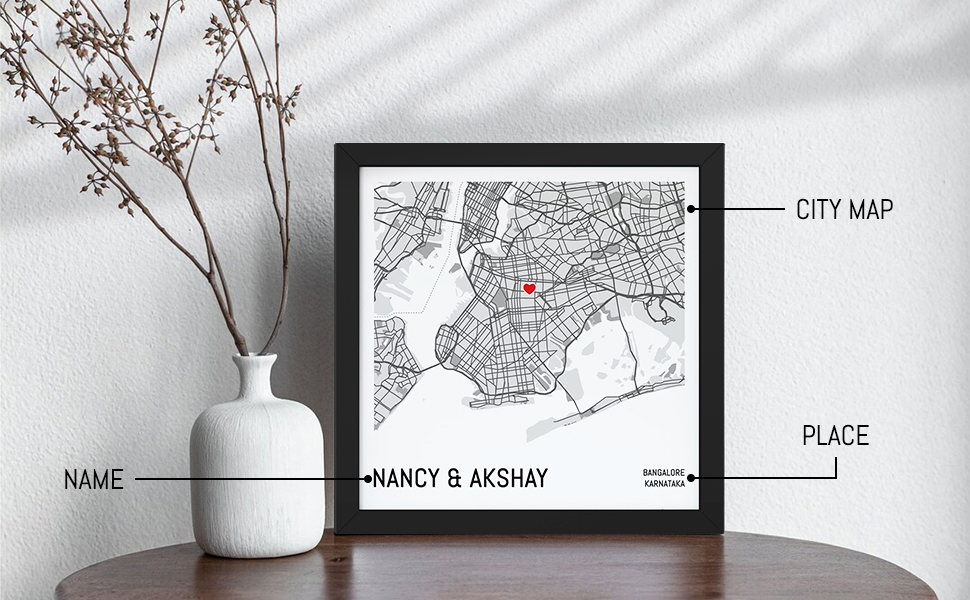 Map Our Love Frame for Couple A4 SIZE with options of your preferred Frame design 