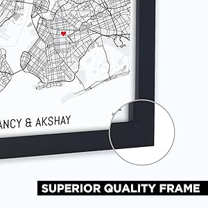 Map Our Love Frame for Couple A4 SIZE with options of your preferred Frame design 