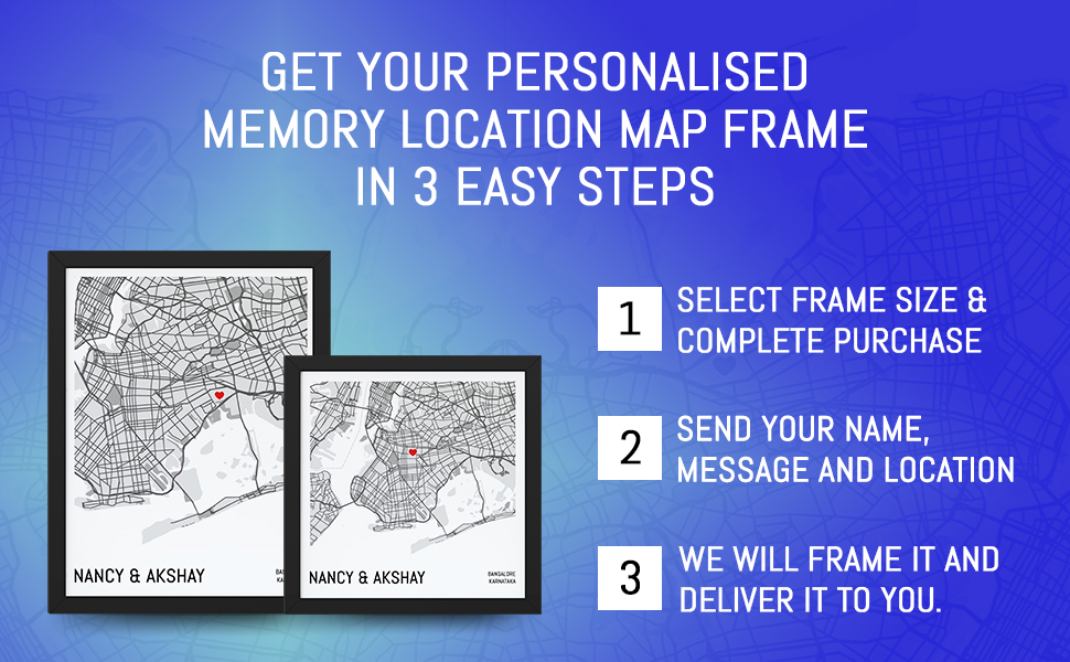 Map Our Love Frame for Couple A4 SIZE with options of your preferred Frame design 