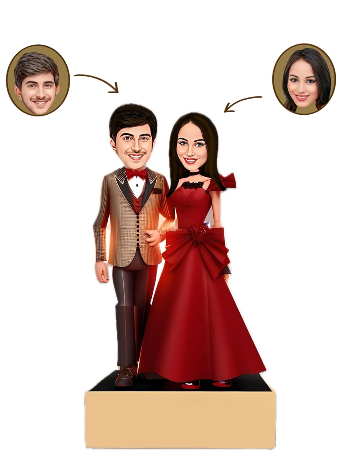  Customised Caricature Personalized Gifts for Couple 10inch with Cusomised Back Stand A16 (10 Inch)