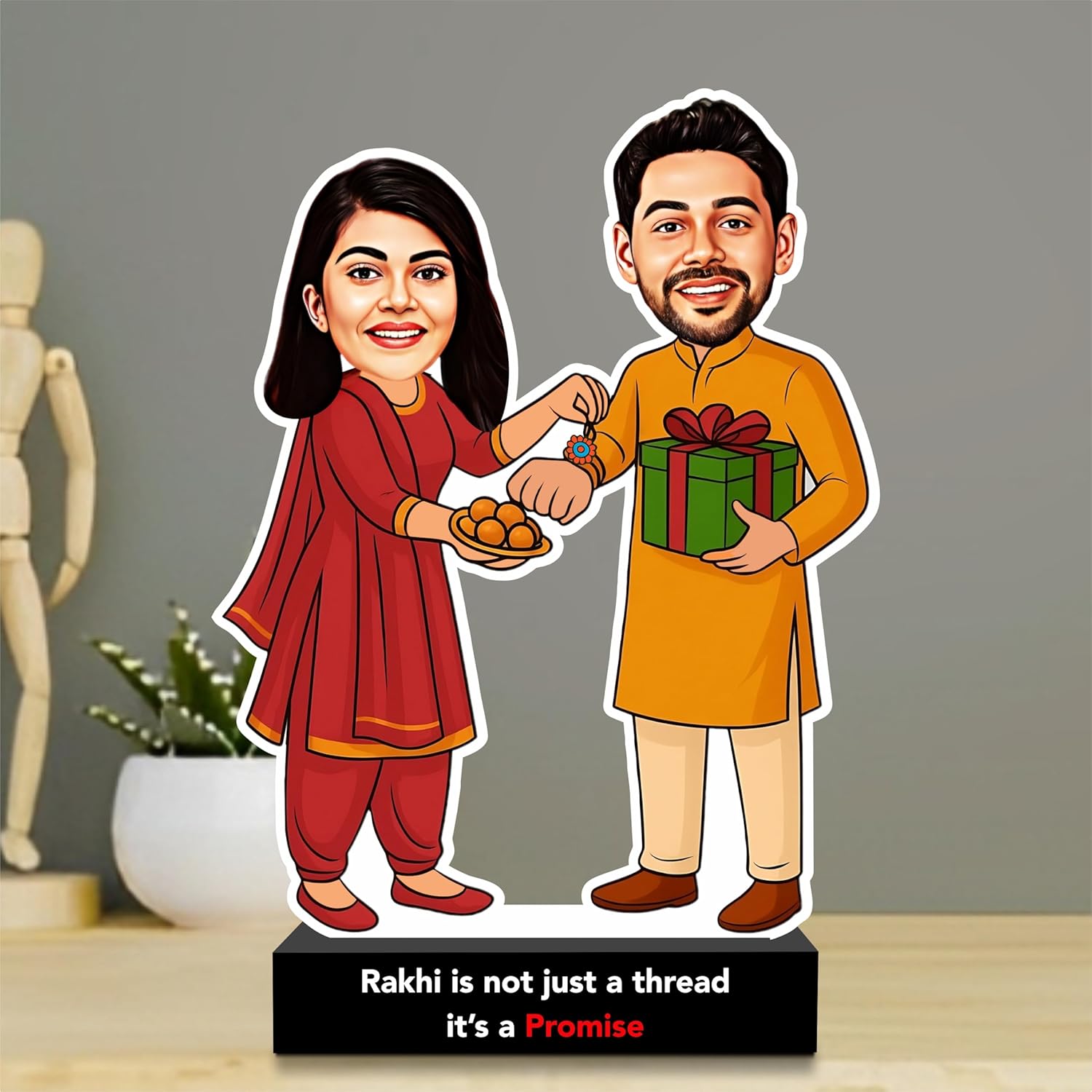 Raksha Bandhan Caricature Personalized Gifts for your Brother or Sister with Realistic  Animated Face