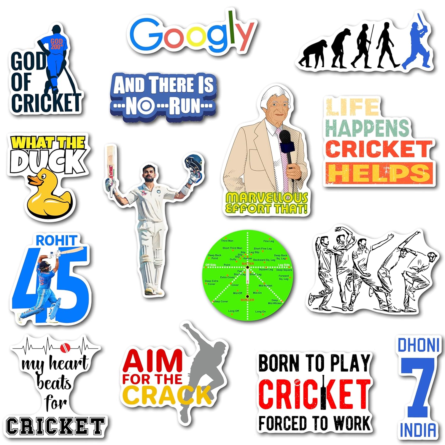 Cricket Fridge Magnet Set - Iconic Designs for True Fans, for Sports and Cricket Enthusiasts, Cute Magnets (Set of 16)