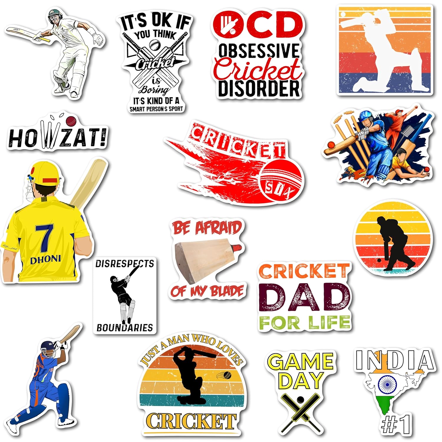 Cricket Fridge Magnet Set - Iconic Designs for True Fans, for Sports and Cricket Enthusiasts, Cute Magnets (Set of 16)
