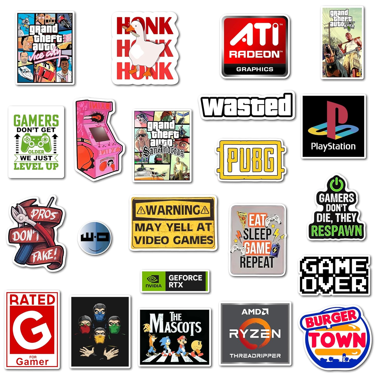 Gaming Fridge Magnet Set - Unique Designs for Console & PC Gamers, Cute Durable Magnets for Magnetic Surface (Set of 24)