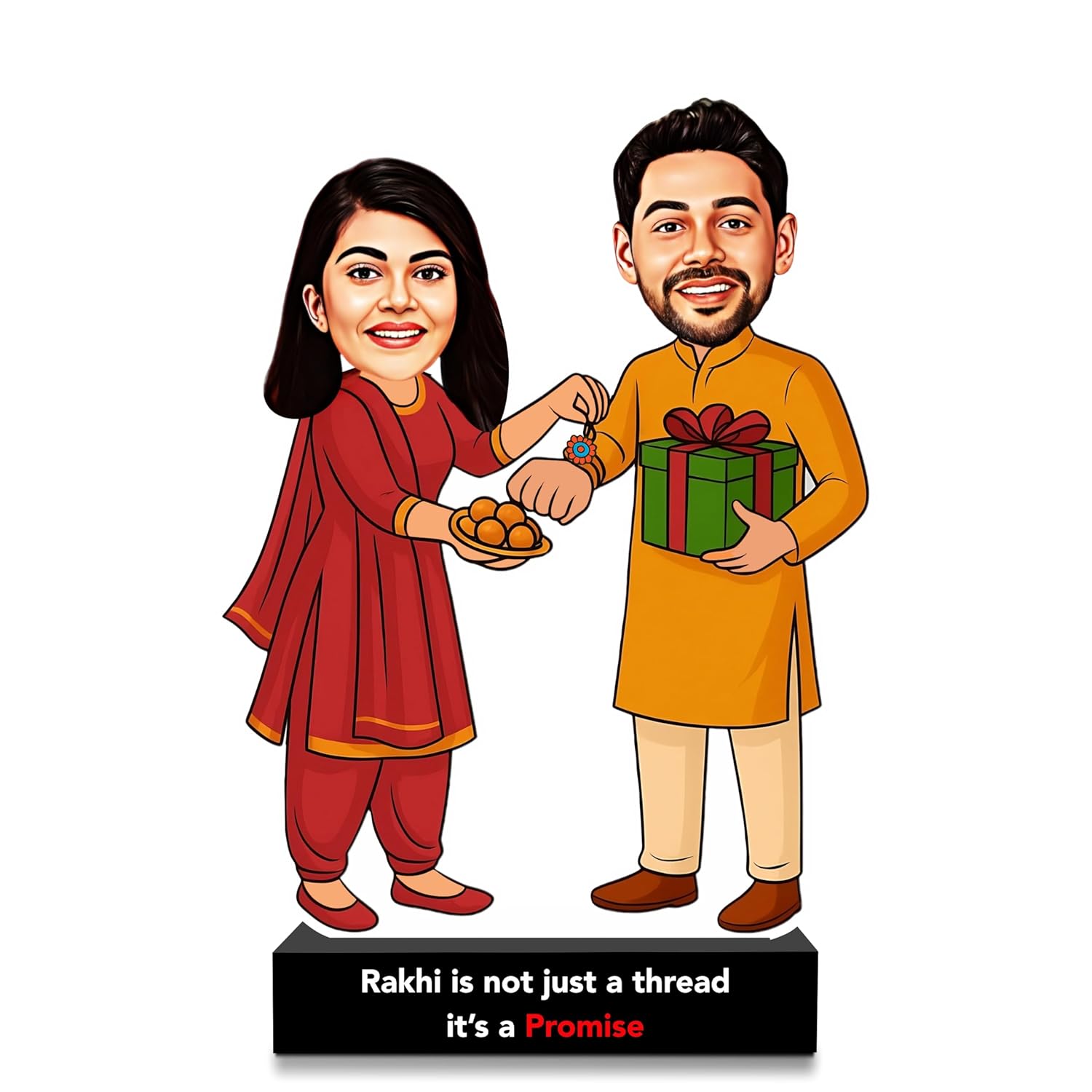 Raksha Bandhan Caricature Personalized Gifts for your Brother or Sister with Realistic Animated Face