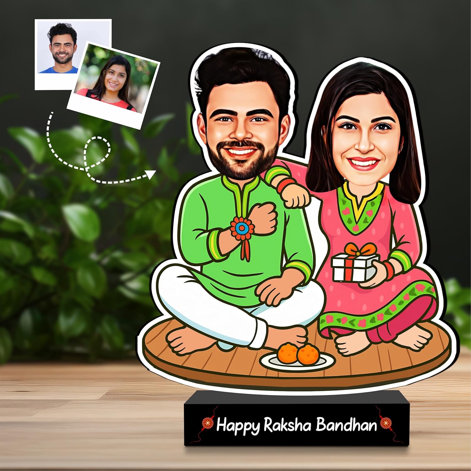 Raksha Bandhan Caricature Personalized Gifts for your Brother or Sister with Realistic  Animated Face