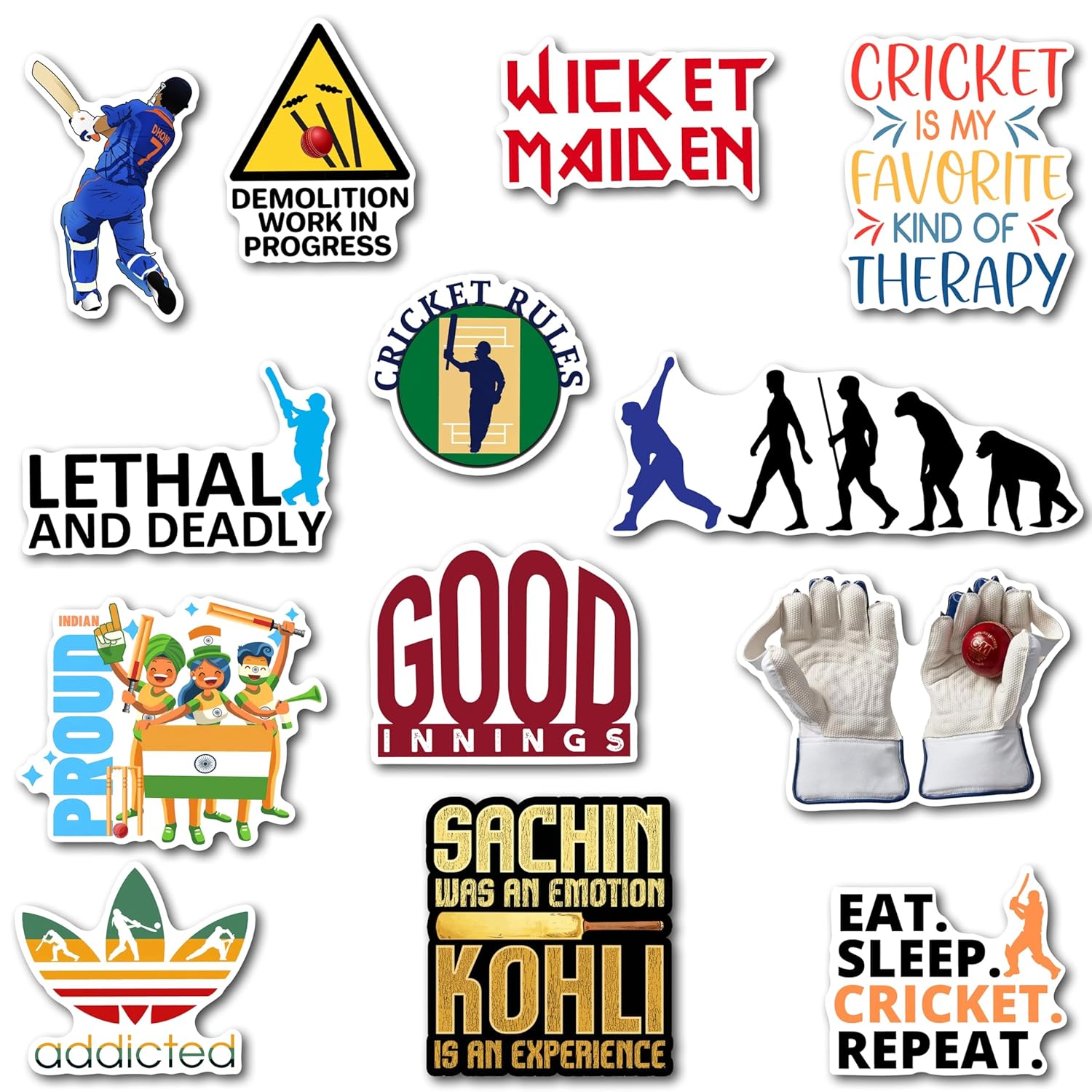 Cricket Fridge Magnet Set - Iconic Designs for True Fans, for Sports and Cricket Enthusiasts, Cute Magnets (Set of 16)