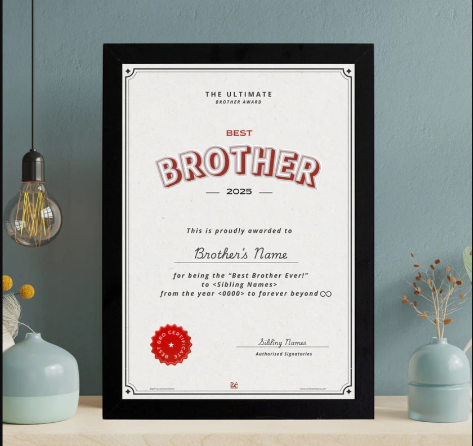 Best Brother Certificate | Customized