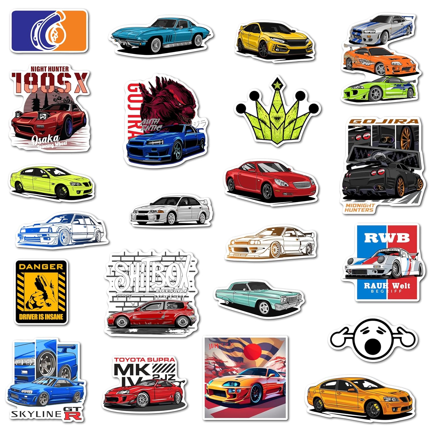  JDM Legends Magnet Collection - Iconic Japanese Car Designs, Stylish Magnetic Designs, Perfect for Car Enthusiasts (Set of 24)