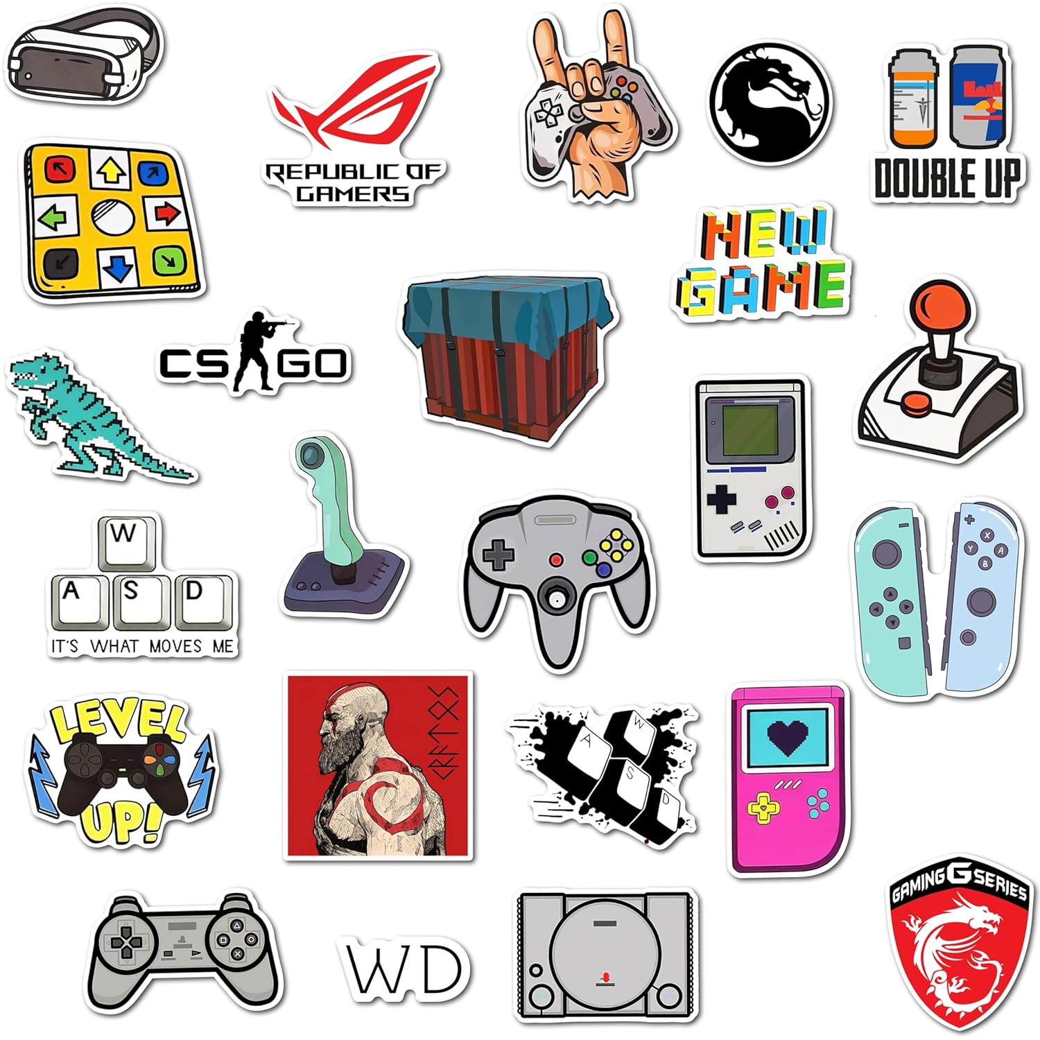 Gaming Fridge Magnet Set - Unique Designs for Console & PC Gamers, Cute Durable Magnets for Magnetic Surface (Set of 24)