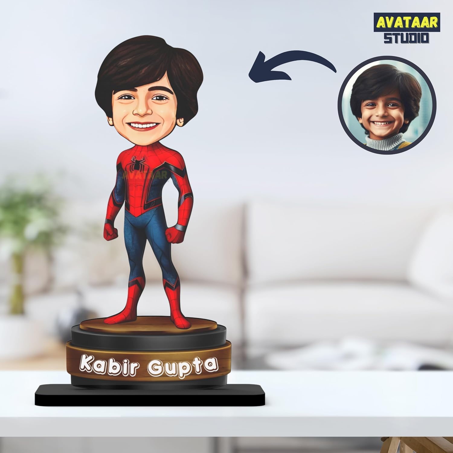 Personalized Gift for Kids, Friends Character Caricature Photo Frame Unique Design Customized Gift for Children, Return Gift Idea (Spiderman, 10 INCHES)