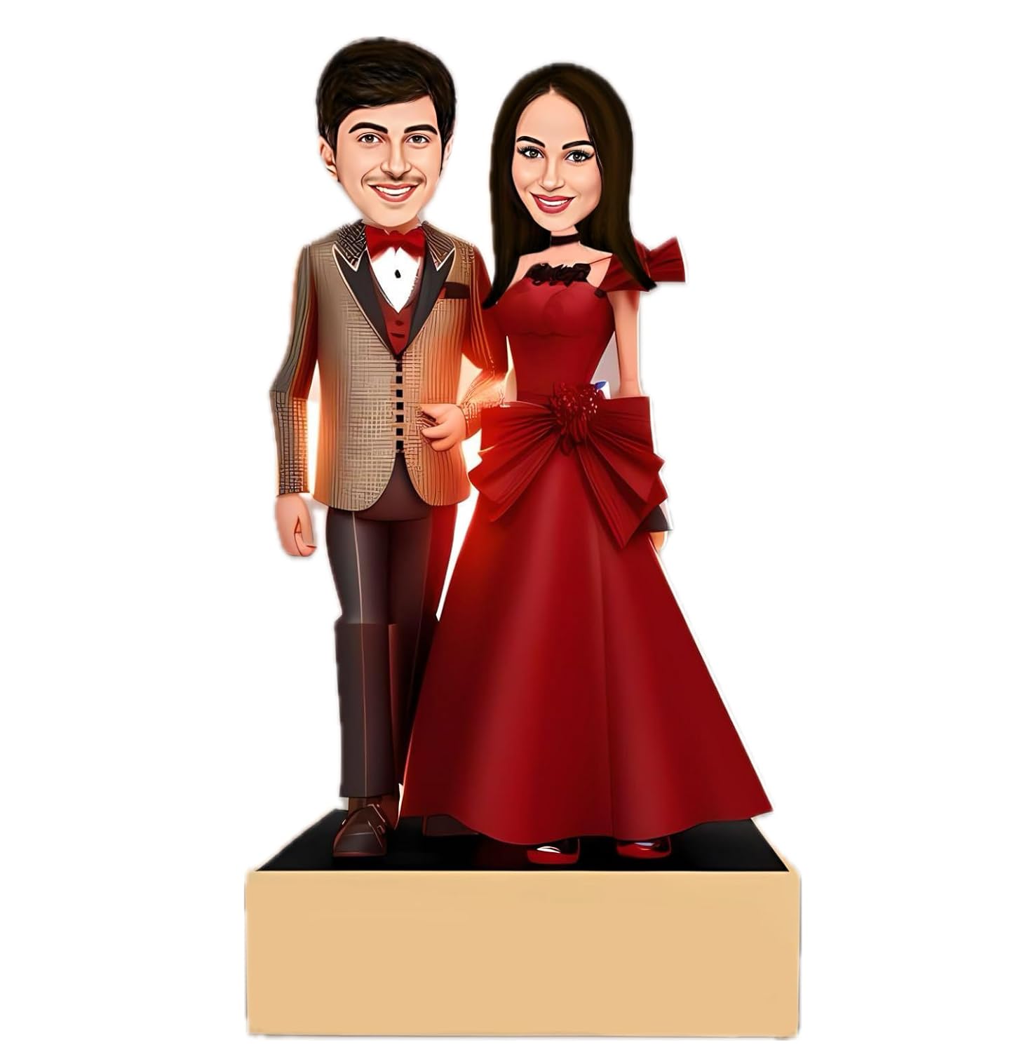 Customised Caricature Personalized Gifts for Couple 10inch with Cusomised Back Stand A16 (10 Inch)