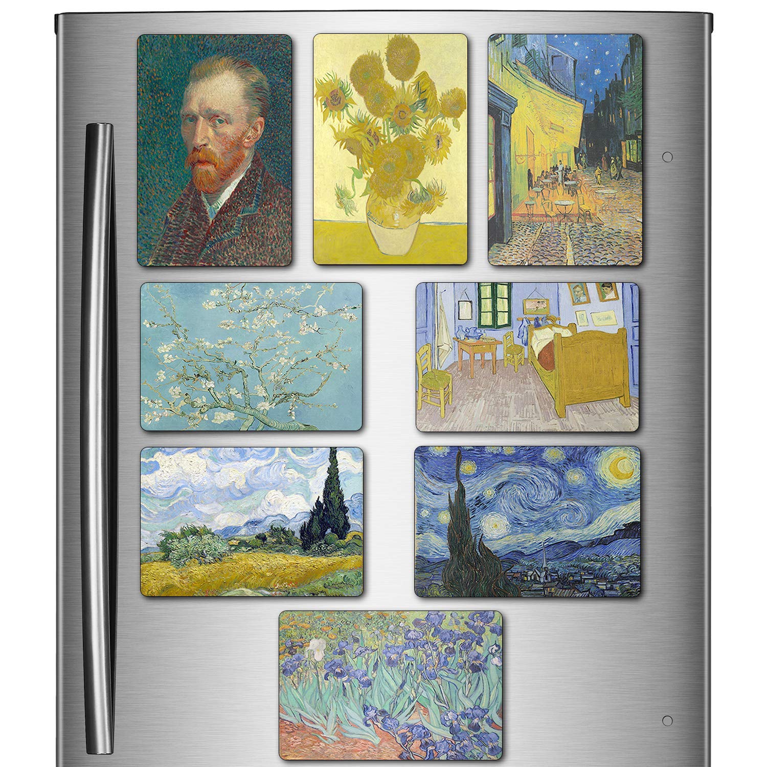 BINGE CREATIONS Fridge Magnets Posters - Paintings of Vincent Van Gogh Art - 4 x 6 inch - Set of 8