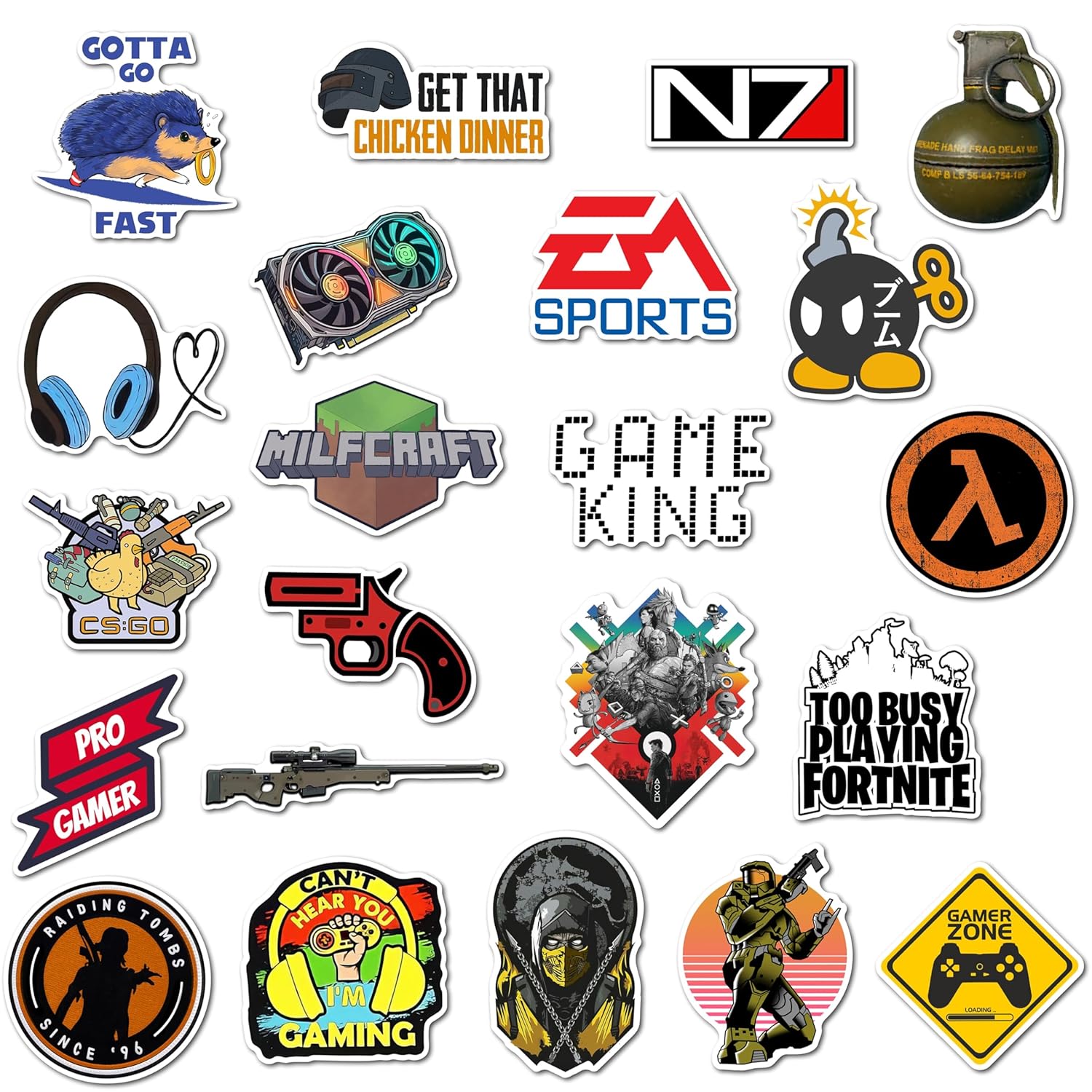 Gaming Fridge Magnet Set - Unique Designs for Console & PC Gamers, Cute Durable Magnets for Magnetic Surface (Set of 24)