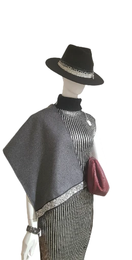 Grey silver woolen scarf 