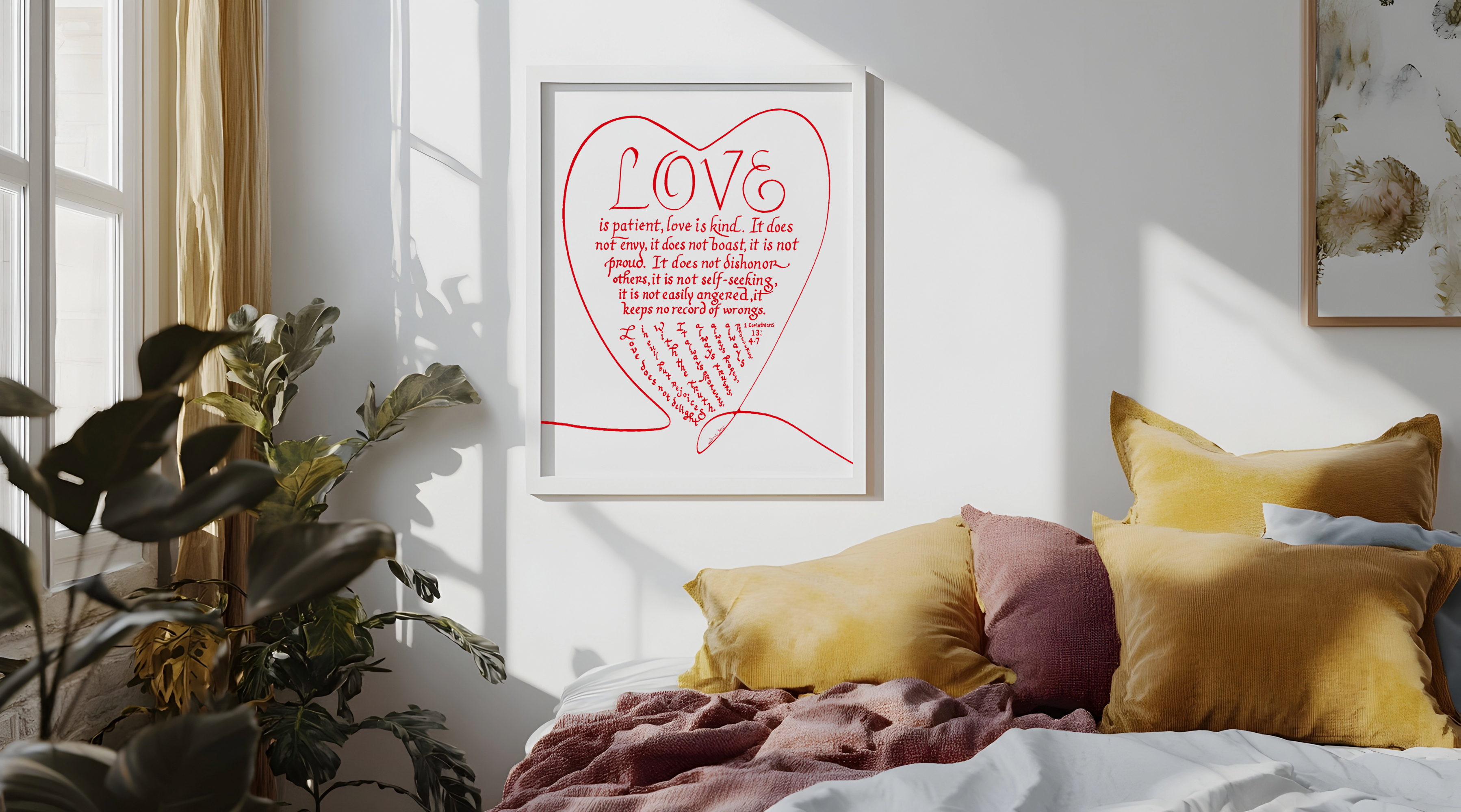 1 Corinthians 13 4-7 Bible Verse Calligraphy Art Print Love is Patient Love is Kind