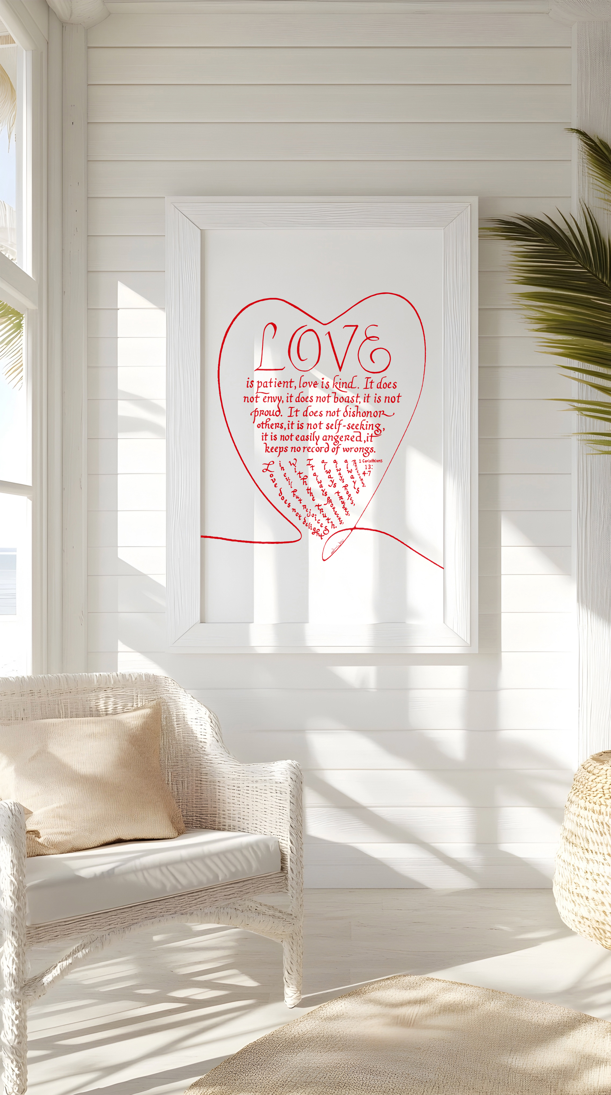 1 Corinthians 13 4-7 Bible Verse Calligraphy Art Print Love is Patient Love is Kind