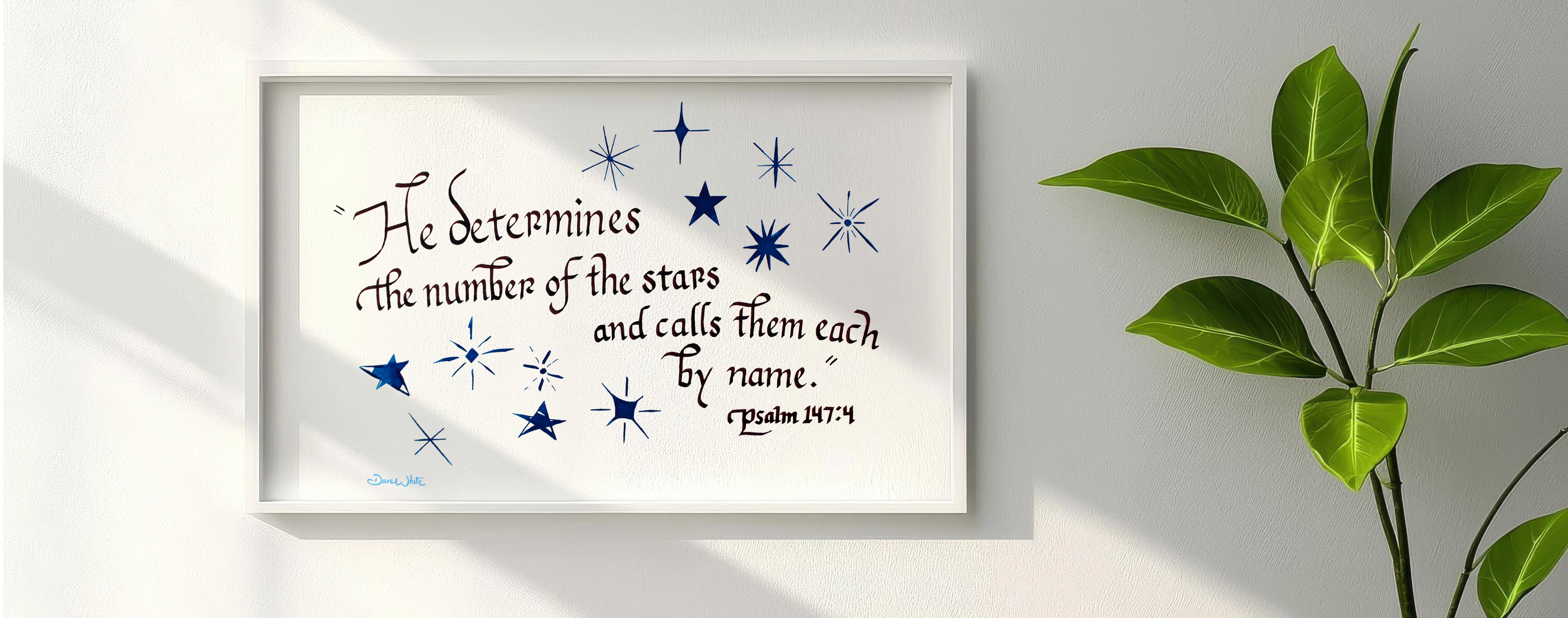 Psalm 147 4 Stars Bible Verse Calligraphy Art
