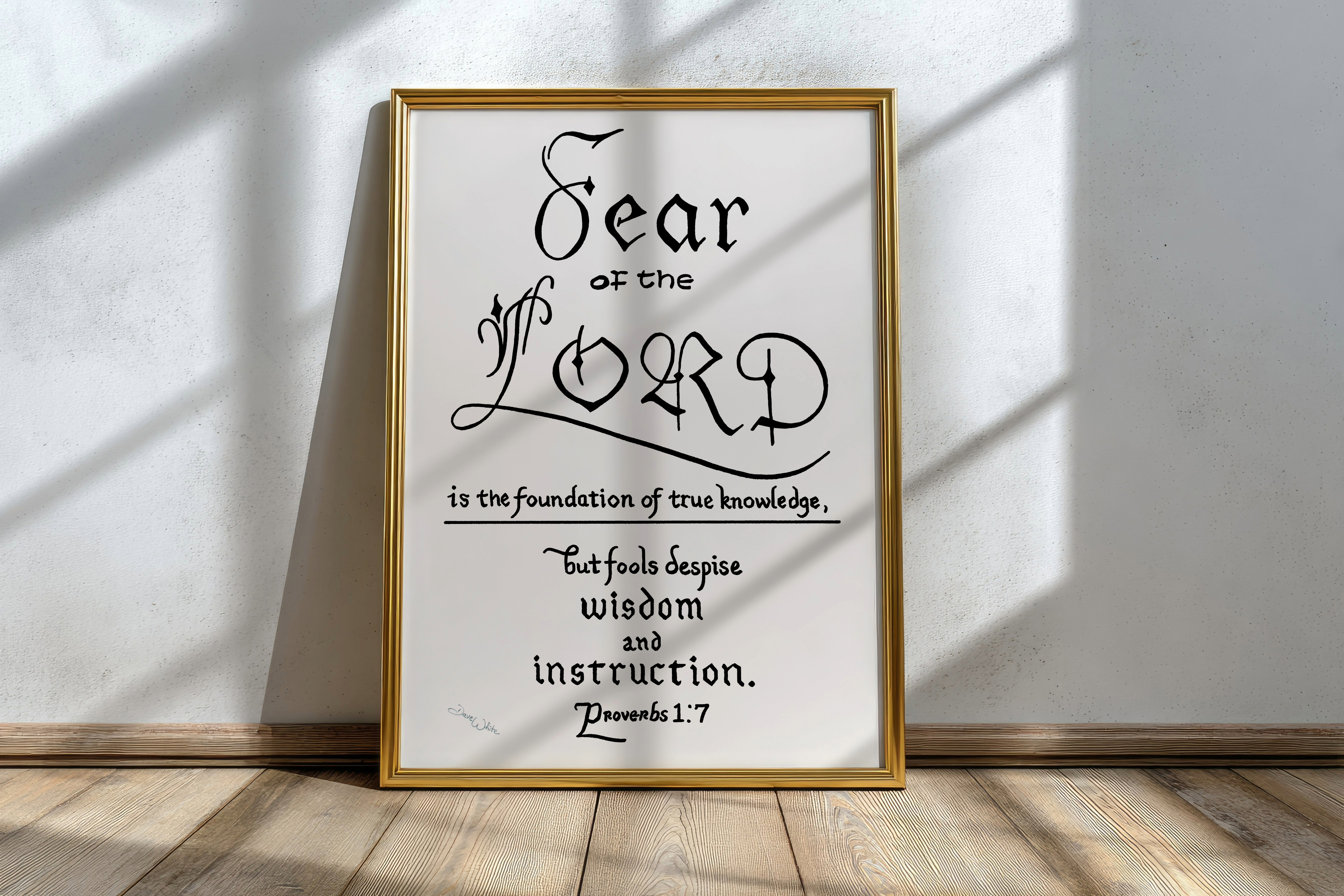 Proverbs 1 7 Bible Verse Calligraphy Art Print 