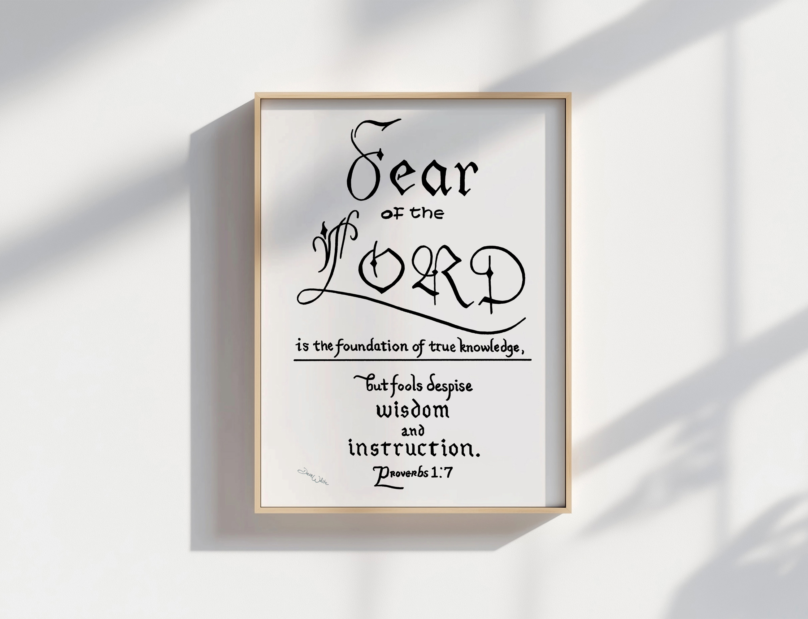 Proverbs 1 7 Bible Verse Calligraphy Art Print 