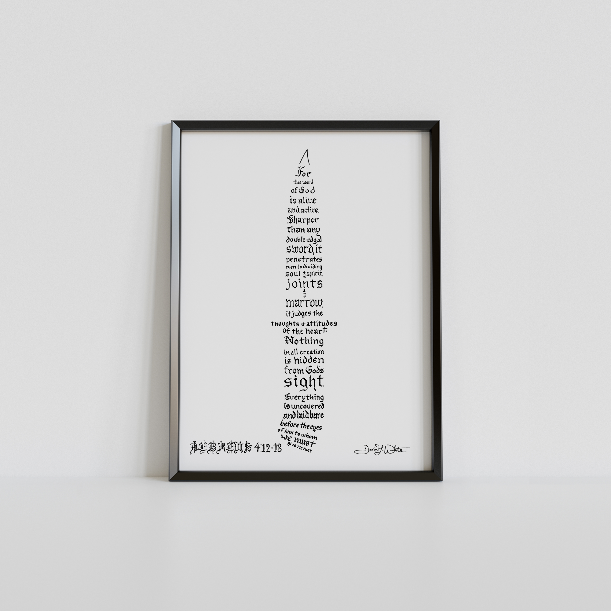 Hebrews 4 12-13 Bible Verse Calligraphy Art Print