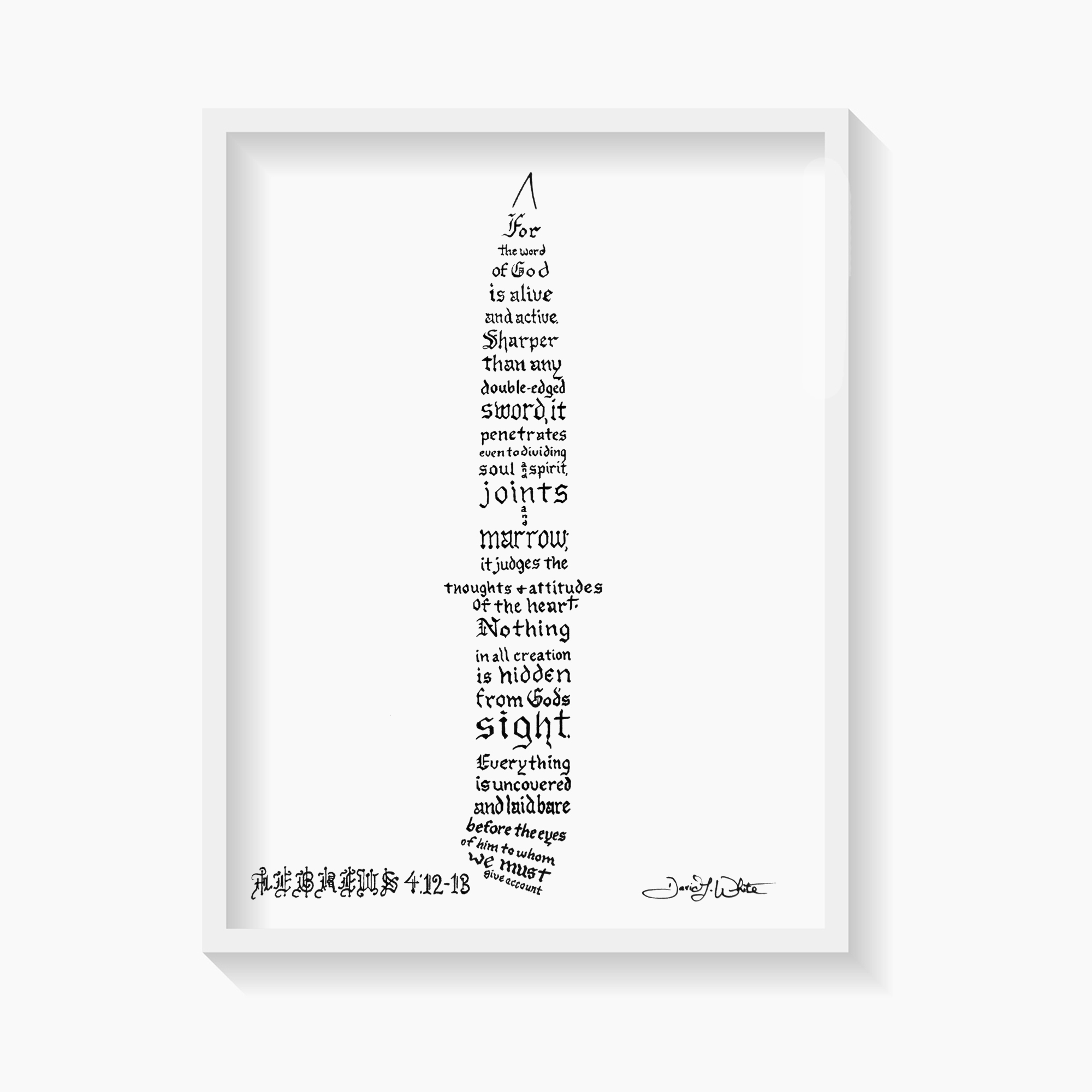 Hebrews 4 12-13 Bible Verse Calligraphy Art Print