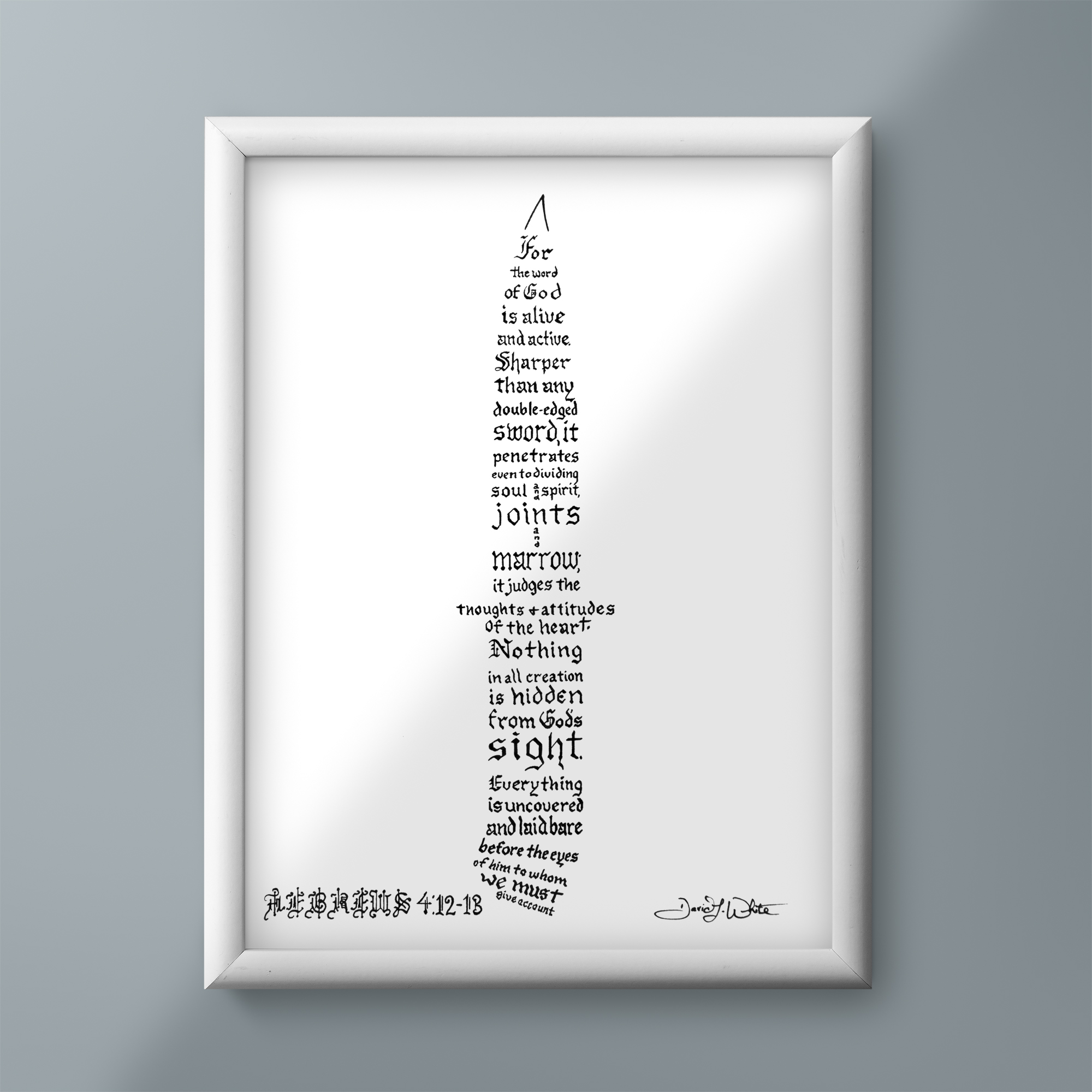 Hebrews 4 12-13 Bible Verse Calligraphy Art Print