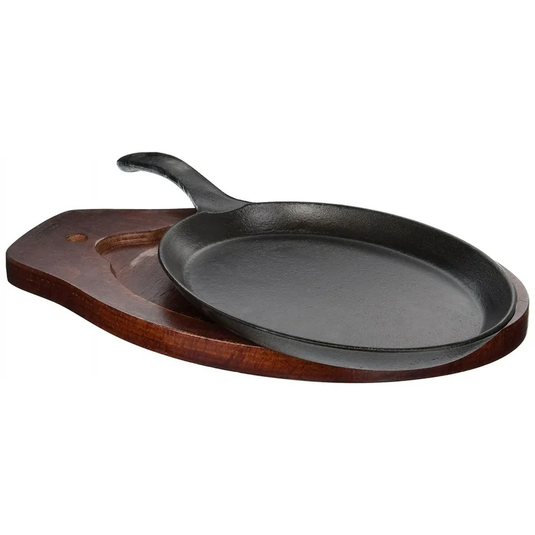 Set Sartén de Hierro Fundido con Base de Madera