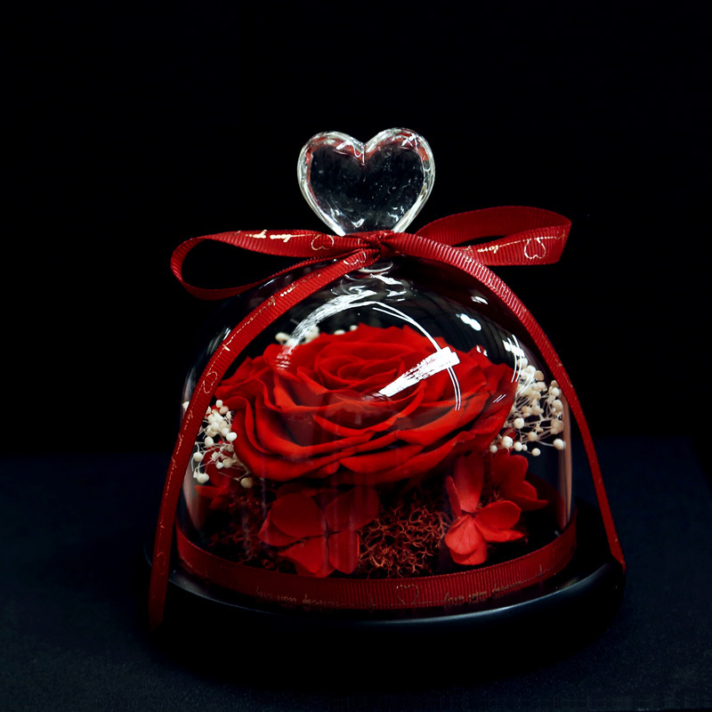Rainbow rose in glass