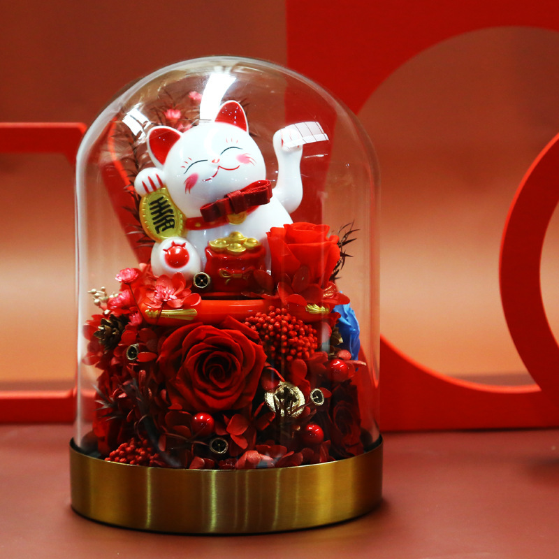 Lucky cat in glass