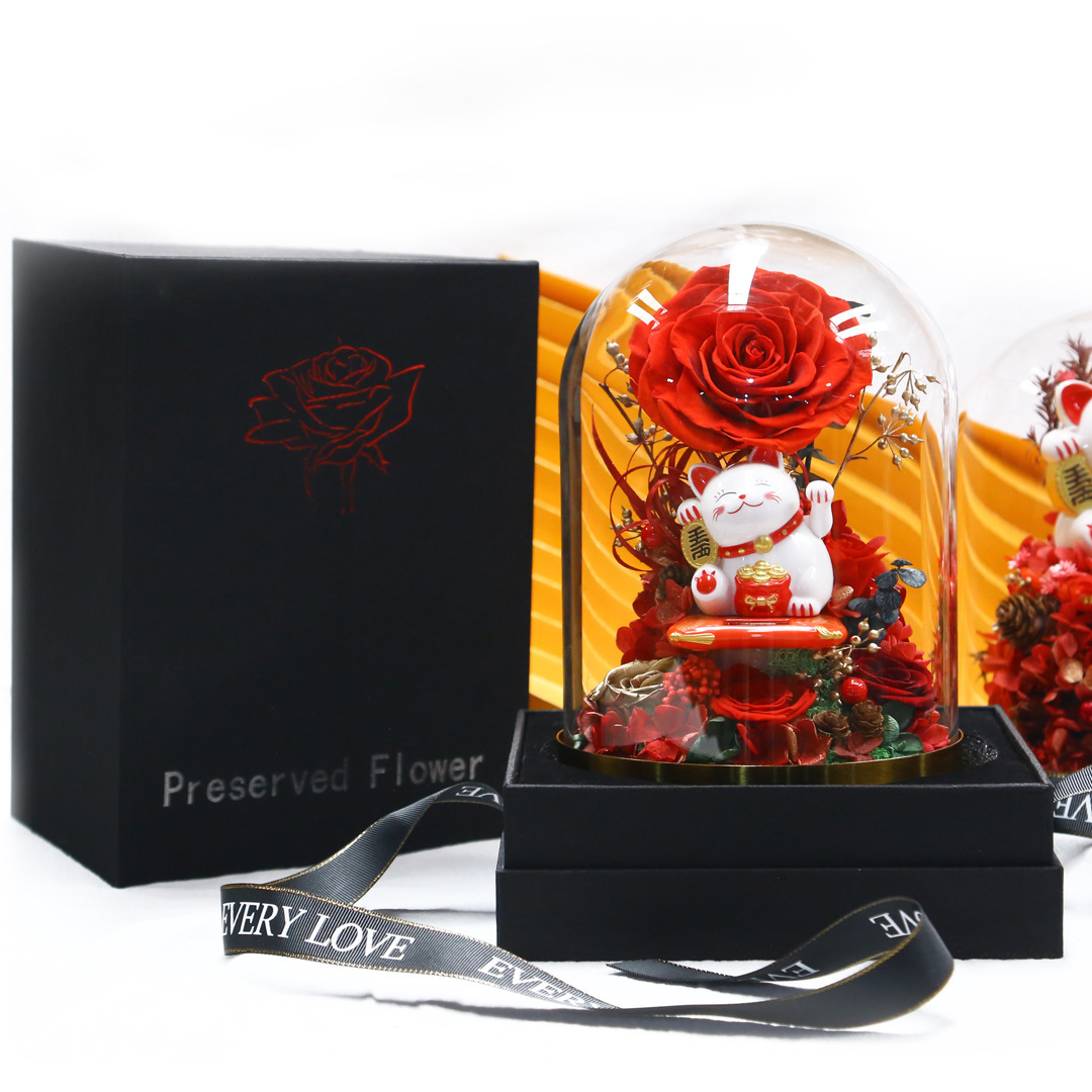 Lucky cat in glass