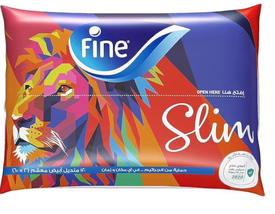 Fine Fluffy Slim Facial Tissues, 2-Ply, Pack of 60 Sheets, Real Cotton Feel, Wipes for All Skin Types, Fine Sterile Germ Protection Wipes with Steripro Technology