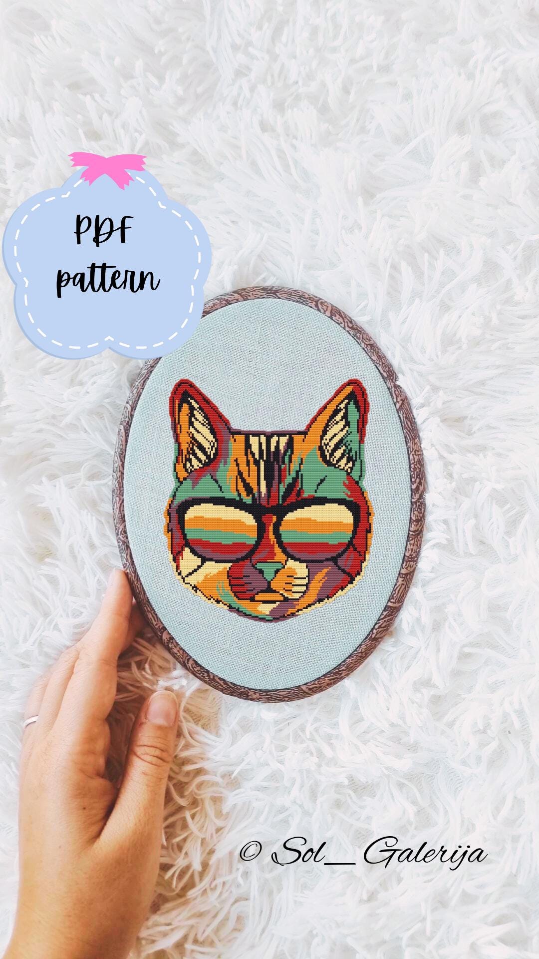 Siuvinėjimo kryželiu schema "Katė su akiniais"