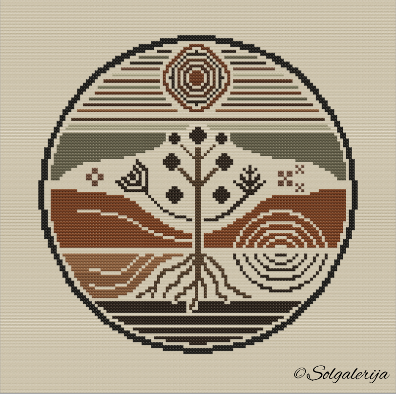 Siuvinėjimo kryželiu schema „Gyvybės medis“
