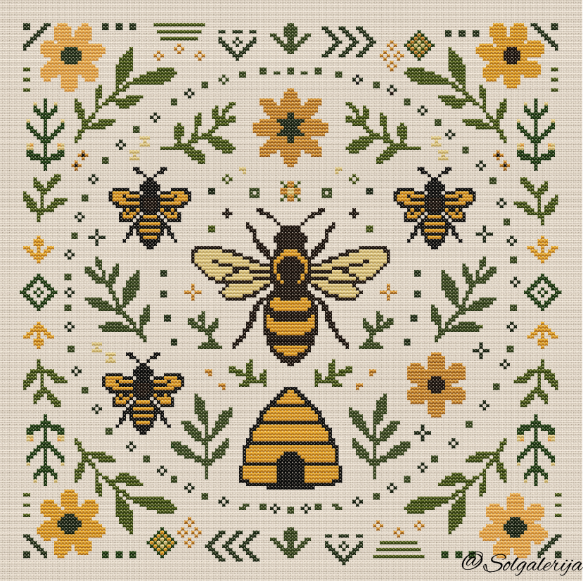 Siuvinėjimo kryželiu schema "Bičių vasaros sodas" 