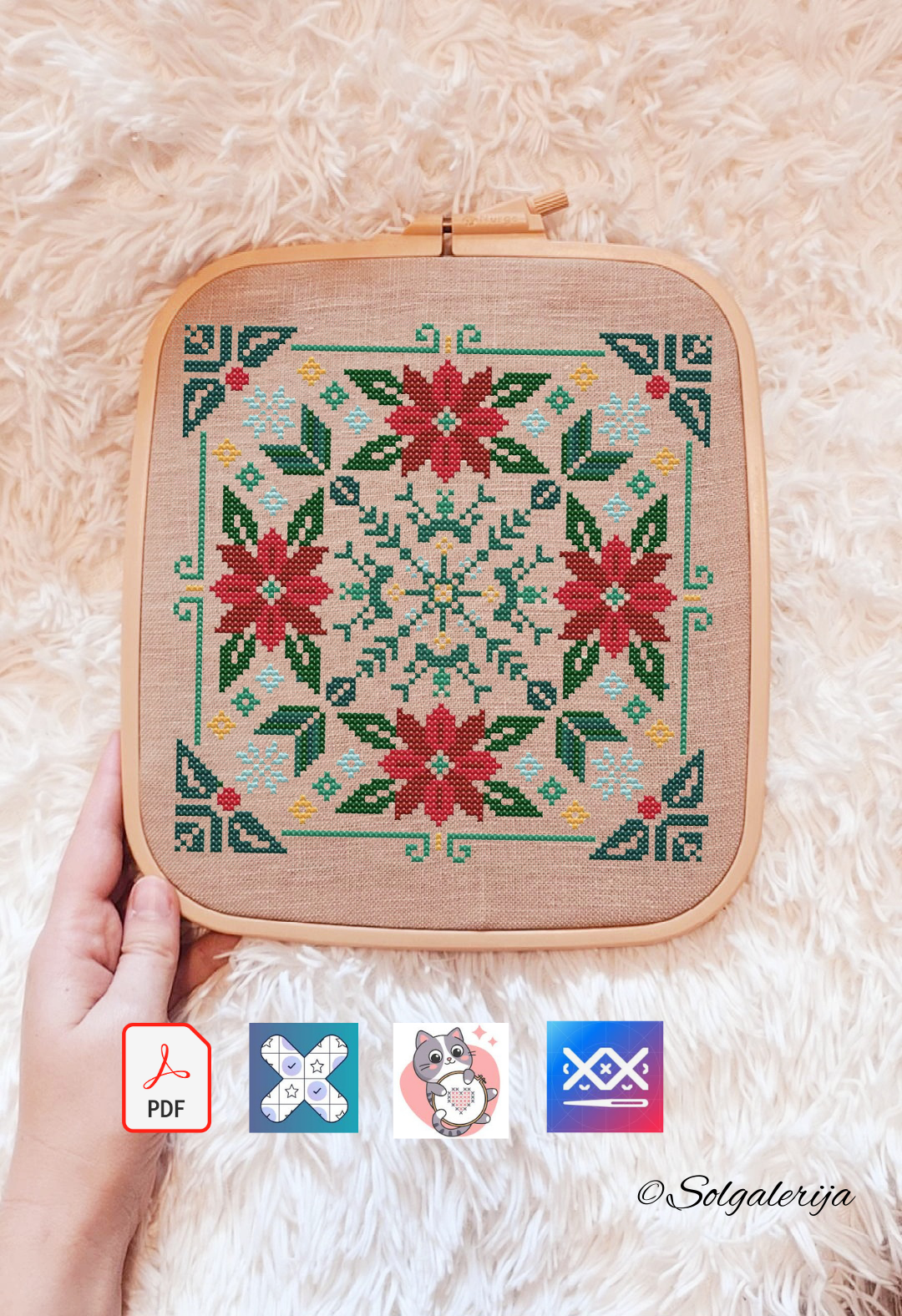 Siuvinėjimo kryželiu schema "Kalėdinė Mandala"