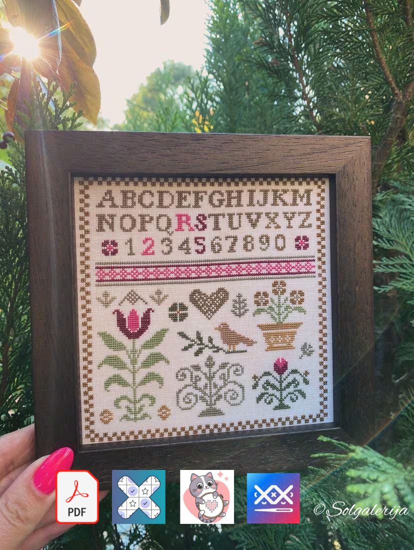 Siuvinėjimo kryželiu schema "Vasaros senovinis sampleris"
