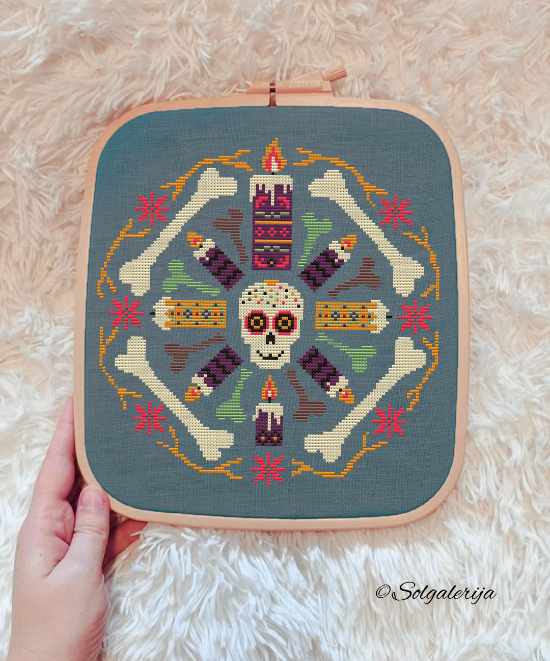 Siuvinėjimo kryželiu schema " Meksikietiška Mirusiųjų diena"
