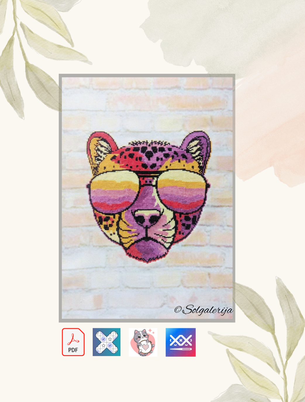 Siuvinėjimo kryželiu schema „Tigras su akiniais“