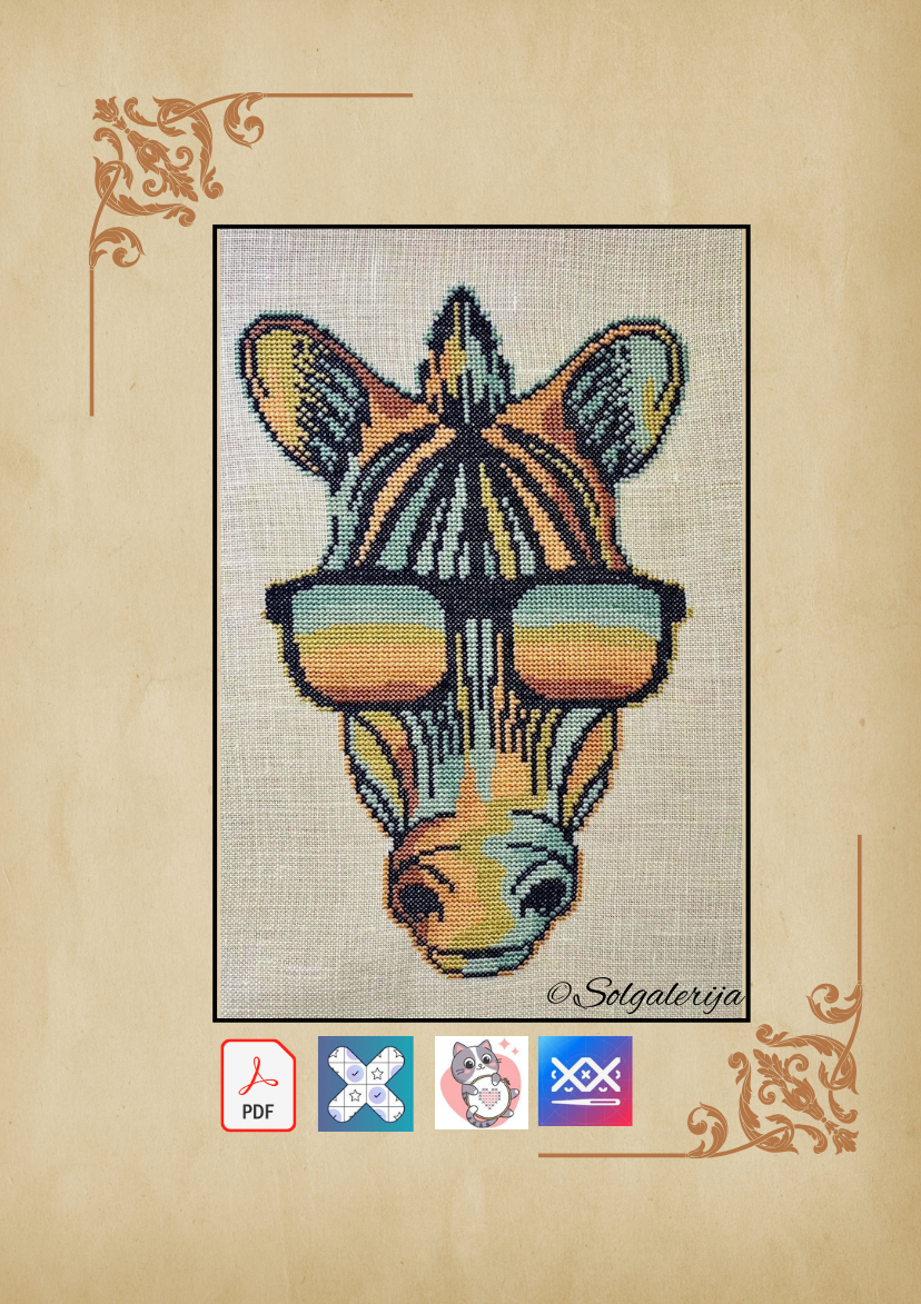 Siuvinėjimo kryželiu schema "Zebras su akiniais"