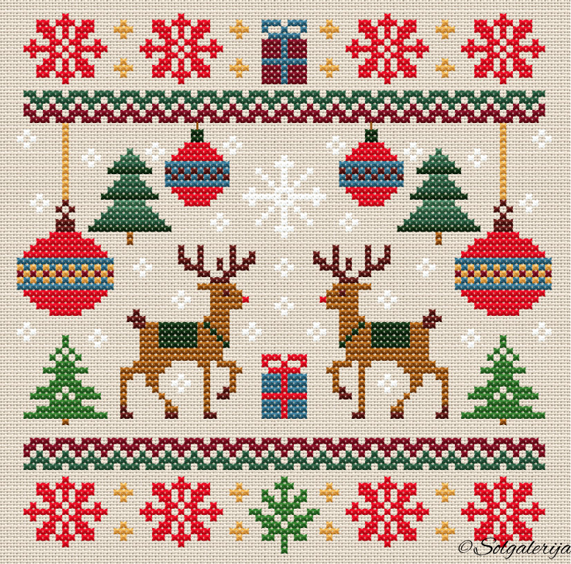 Siuvinėjimo kryželiu schema "Kalėdos atvyksta į miestą"