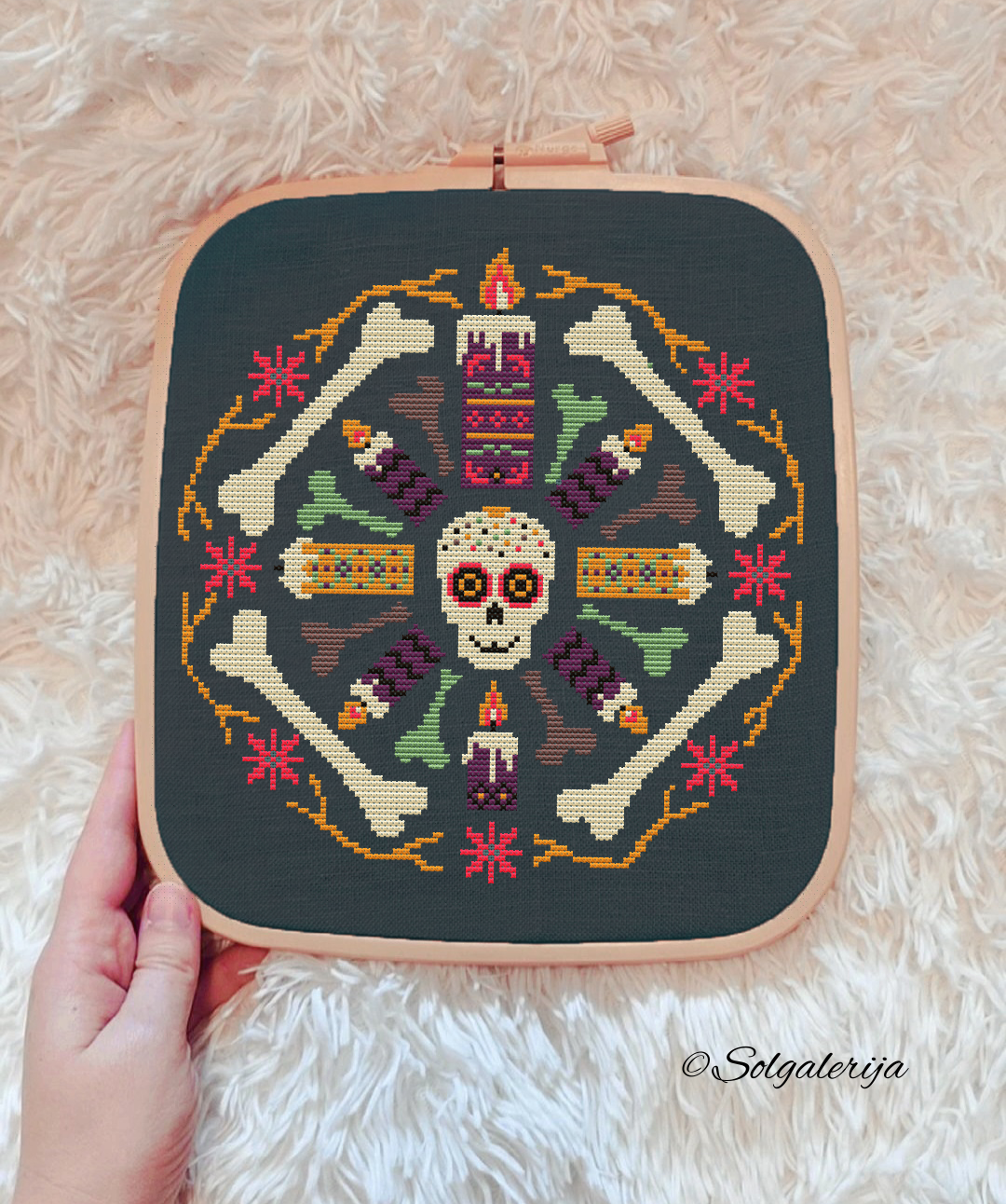 Siuvinėjimo kryželiu schema " Meksikietiška Mirusiųjų diena"